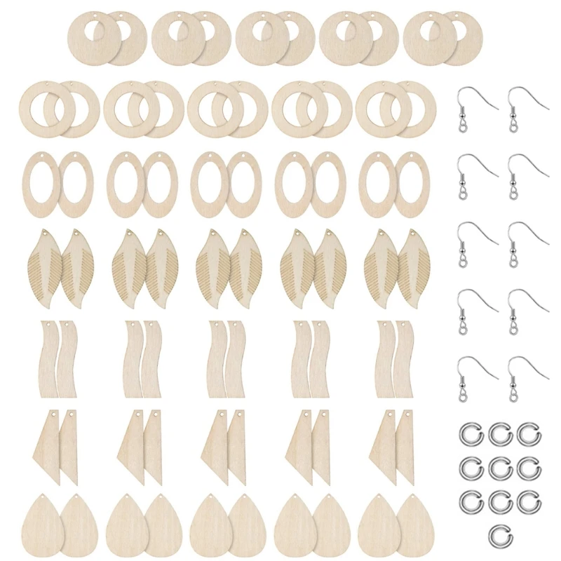 70 Pcs/Set Unfinished Wooden Earrings Blanks with Ear Hooks Opening Ring Jewelry Pendants Making DIY Crafts
70 Pcs/Set Unfinished Wooden Earrings Blanks with Ear Hooks Opening Ring Jewelry Pendants Making DIY Crafts