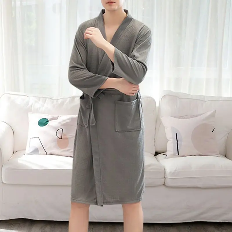 Men Womens Autumn Waffle Knitted Kimono Bath Robe V-Neck Belted Waist Water Absorbent SPA Loose Long Sleepwear with Pockets
Men Womens Autumn Waffle Knitted Kimono Bath Robe V-Neck Belted Waist Water Absorbent SPA Loose Long Sleepwear with Pockets