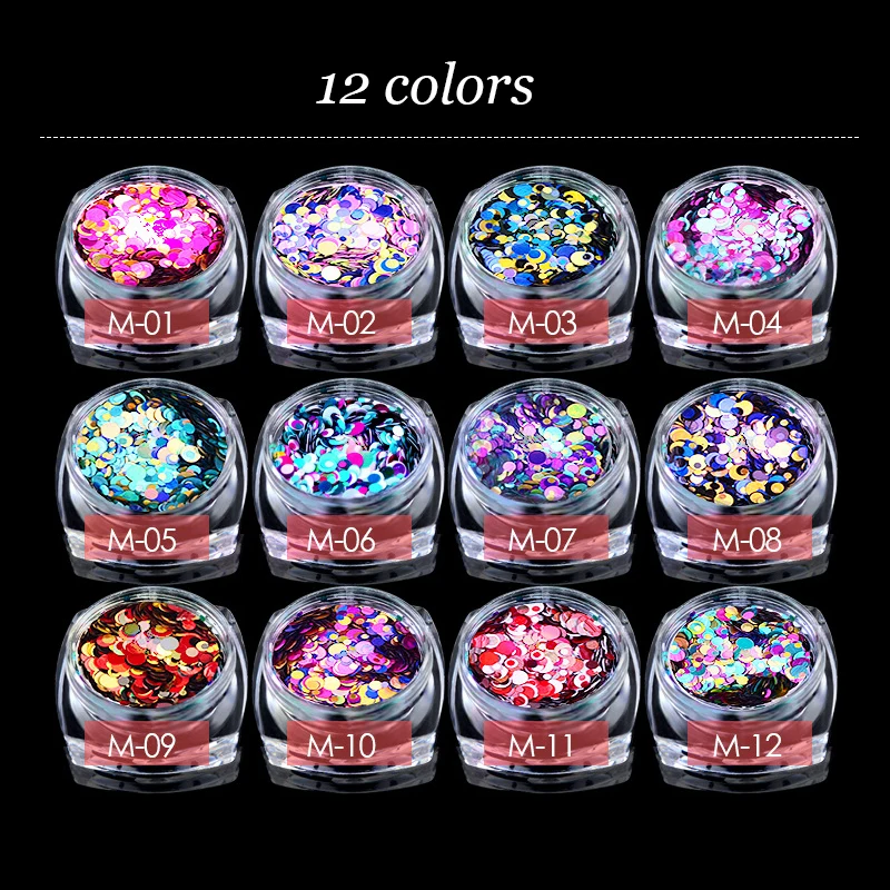 5/6/8Pcs Colorful Mix Sizes Nail Glitter Sequin Gradient Round Shape Flake Crafts DIY Manicure Nail Art Decoration Accessories 
5/6/8Pcs Colorful Mix Sizes Nail Glitter Sequin Gradient Round Shape Flake Crafts DIY Manicure Nail Art Decoration Accessories