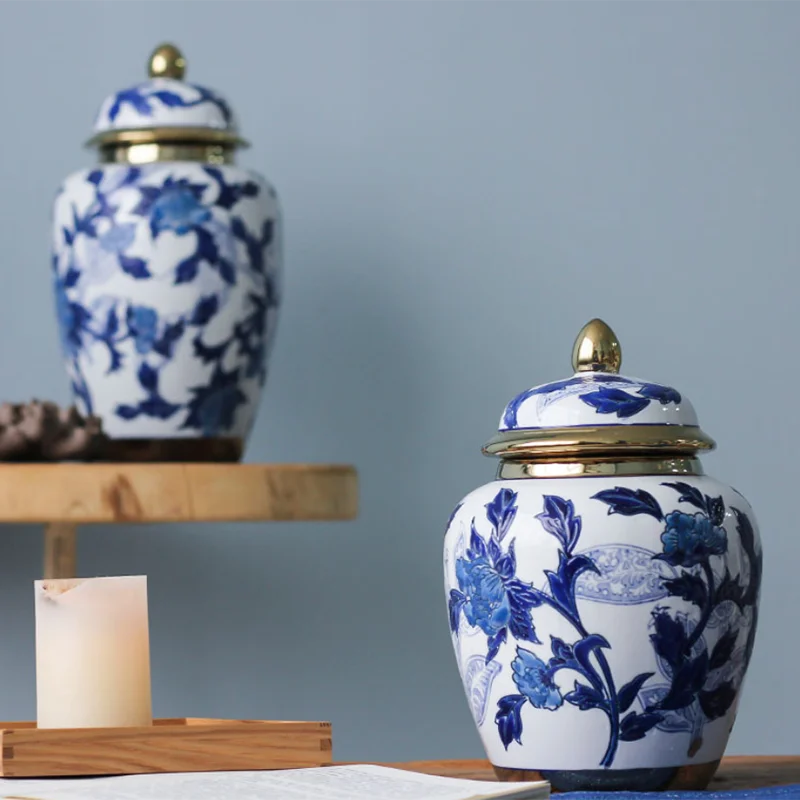 Ceramic Vase Storage Pot Household Blue and White Porcelain Pot Ceramic Tea Storage Jar Living Room TV Cabinet Porcelain Decor
Ceramic Vase Storage Pot Household Blue and White Porcelain Pot Ceramic Tea Storage Jar Living Room TV Cabinet Porcelain Decor