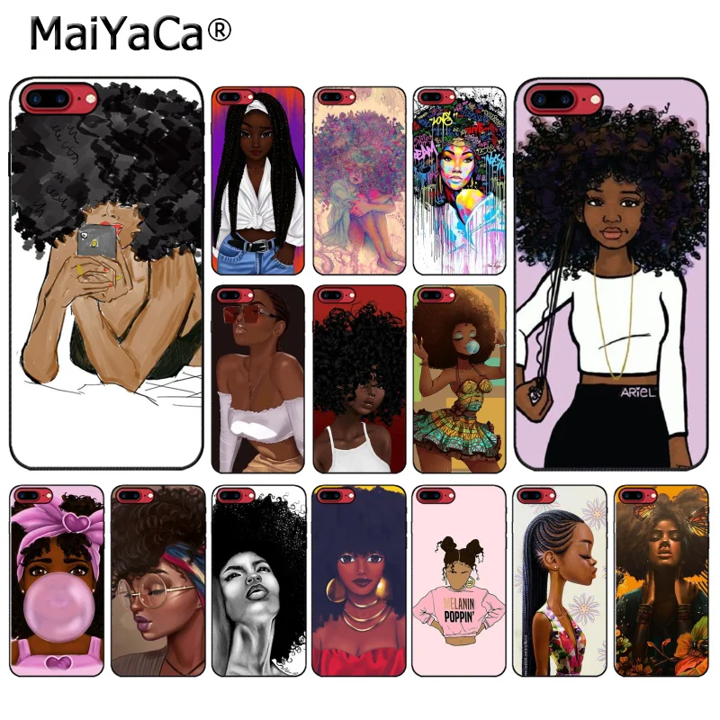 Чехол для телефона Queen афро меланин Poppin Girl с принтом iphone 11 12 Pro 11Pro Max 5 5Sx 6 7 7plus 8 8plus X