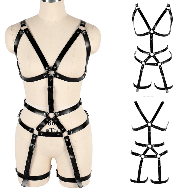 Leather Lingerie Harness Set Fashion Women Body Bondage Straps Goth Punk Cage Bra Underwear Garter Belt Fetish Pole Dance Dress 
Leather Lingerie Harness Set Fashion Women Body Bondage Straps Goth Punk Cage Bra Underwear Garter Belt Fetish Pole Dance Dress