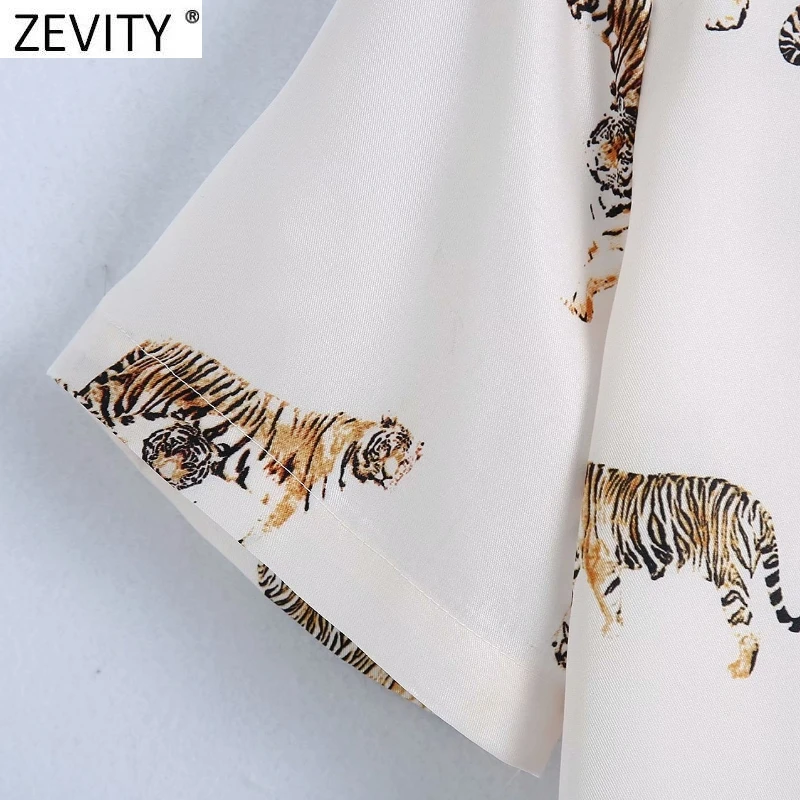 Zevity New Women Turn Down Collar Tiger Print Smock Blouse Office Lady Short Sleeve Animal Shirts Chic Summer Blusas Tops LS9354 
Zevity New Women Turn Down Collar Tiger Print Smock Blouse Office Lady Short Sleeve Animal Shirts Chic Summer Blusas Tops LS9354