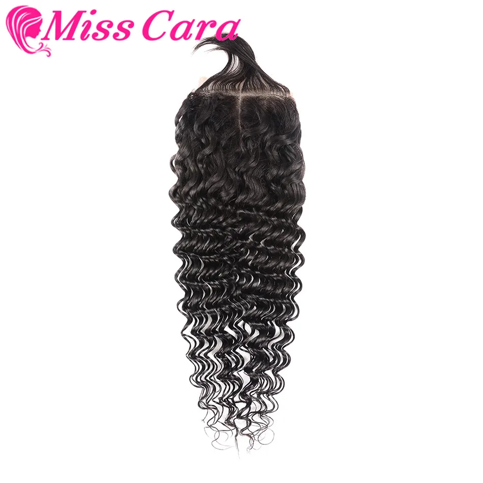 

Miss Cara Deep Wave Brazilian Human Hair Closure Remy Hair Weave Bundles Light Brown Middle Part 4x4 Lace Closure