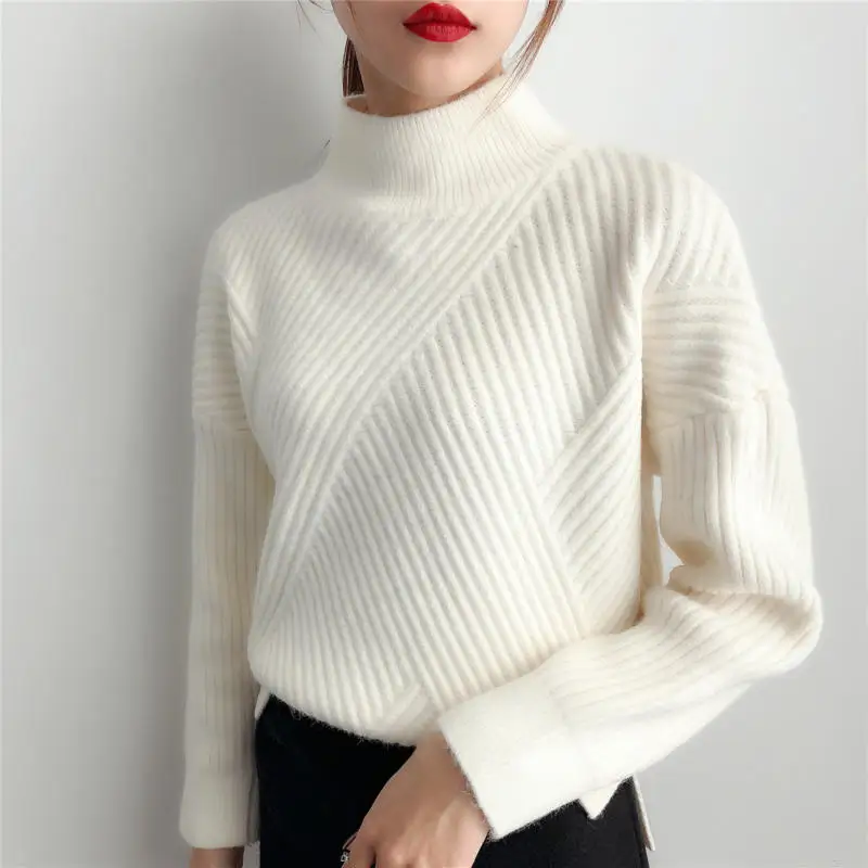 Autumn Winter Warm Sweater Women Clothes Loose Solid Long Sleeve Tops Knitted Pullovers Female Elastic Soft Sweater Mujer Q4750
Autumn Winter Warm Sweater Women Clothes Loose Solid Long Sleeve Tops Knitted Pullovers Female Elastic Soft Sweater Mujer Q4750