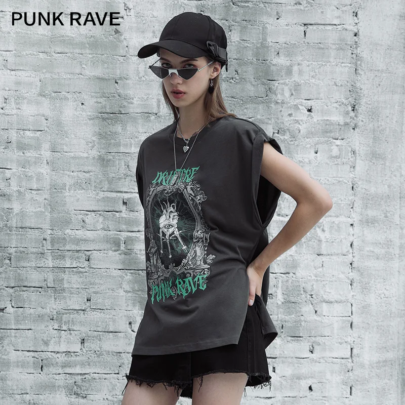 PUNK RAVE Girl's New Punk Series O-neck Vest Summer Outside Wear Sleeveless T-shirt Ins Tide Female Tops Streetwear Tees
PUNK RAVE Girl's New Punk Series O-neck Vest Summer Outside Wear Sleeveless T-shirt Ins Tide Female Tops Streetwear Tees