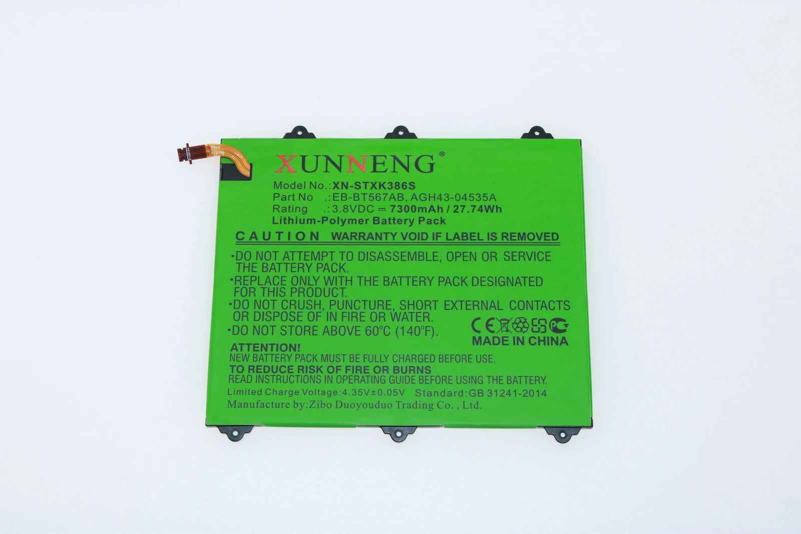 EB-BT567ABA GH43-04535A Battery for Samsung SM-T567 SM-T567V Galaxy Tab E 9.6 XLTE SM-T560NU 7300mAh / 27.74Wh
EB-BT567ABA GH43-04535A Battery for Samsung SM-T567 SM-T567V Galaxy Tab E 9.6 XLTE SM-T560NU 7300mAh / 27.74Wh