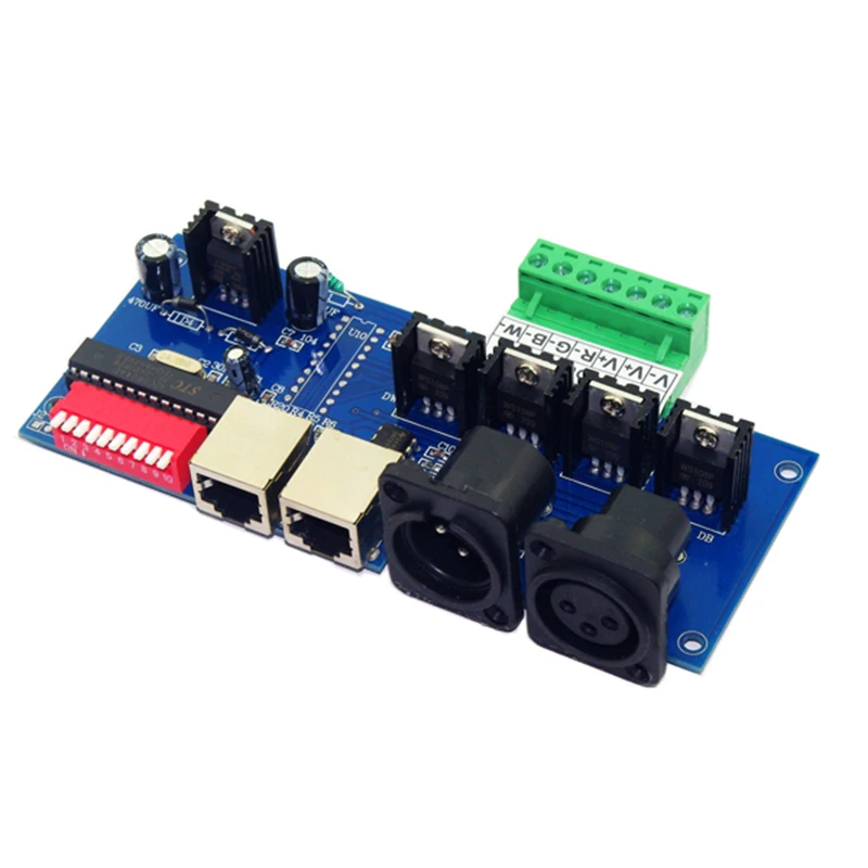 Фото DC12V 24V 4CH LED DMX512 декодер 4 канала * 4A 16A макс. контроллер четыре CMOS с открытым выходом