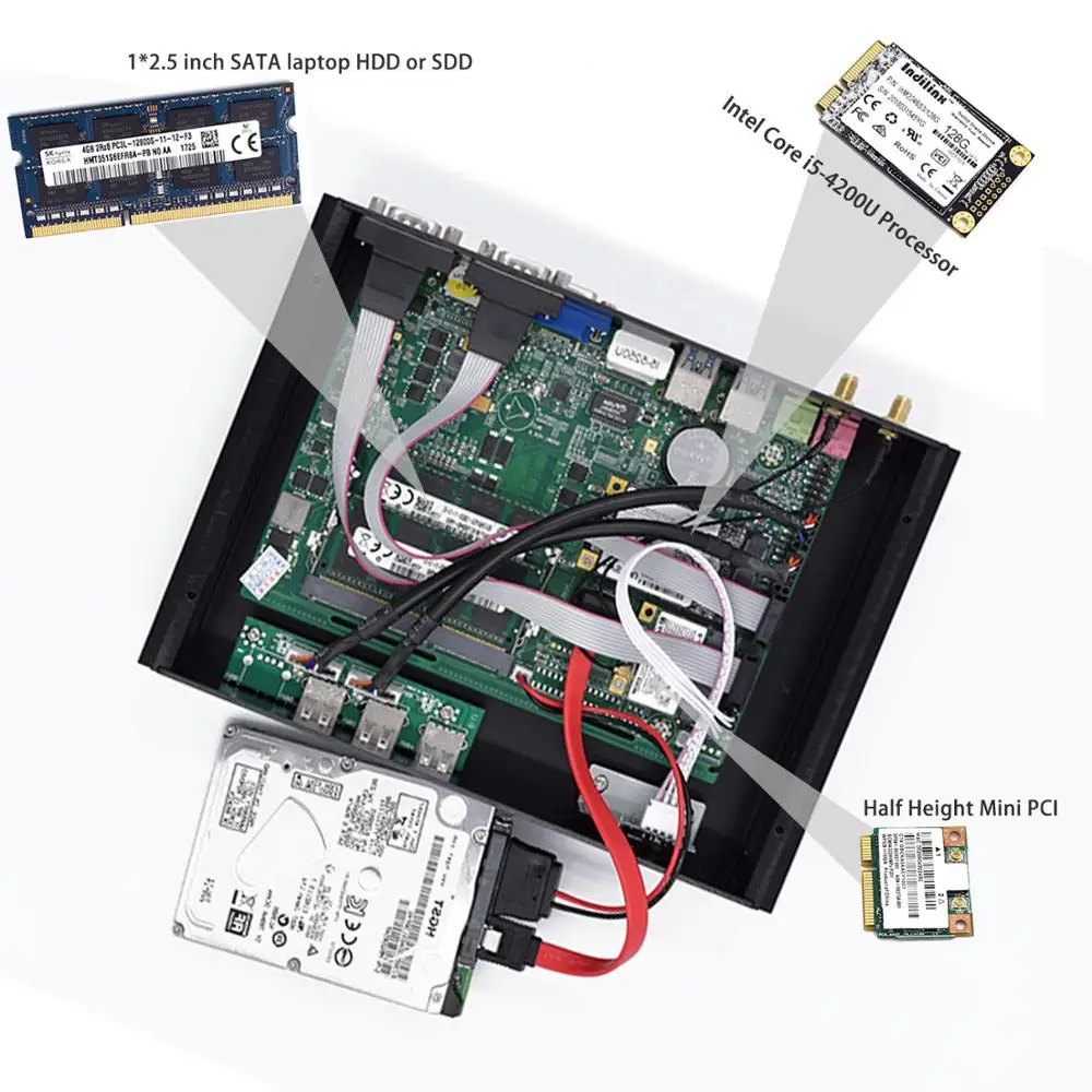 I7 pc Hystou Intel Core i7 4500U Мини ПК Wind 10 промышленный i5 4200U i3 5005U Безвентиляторный Компьютер