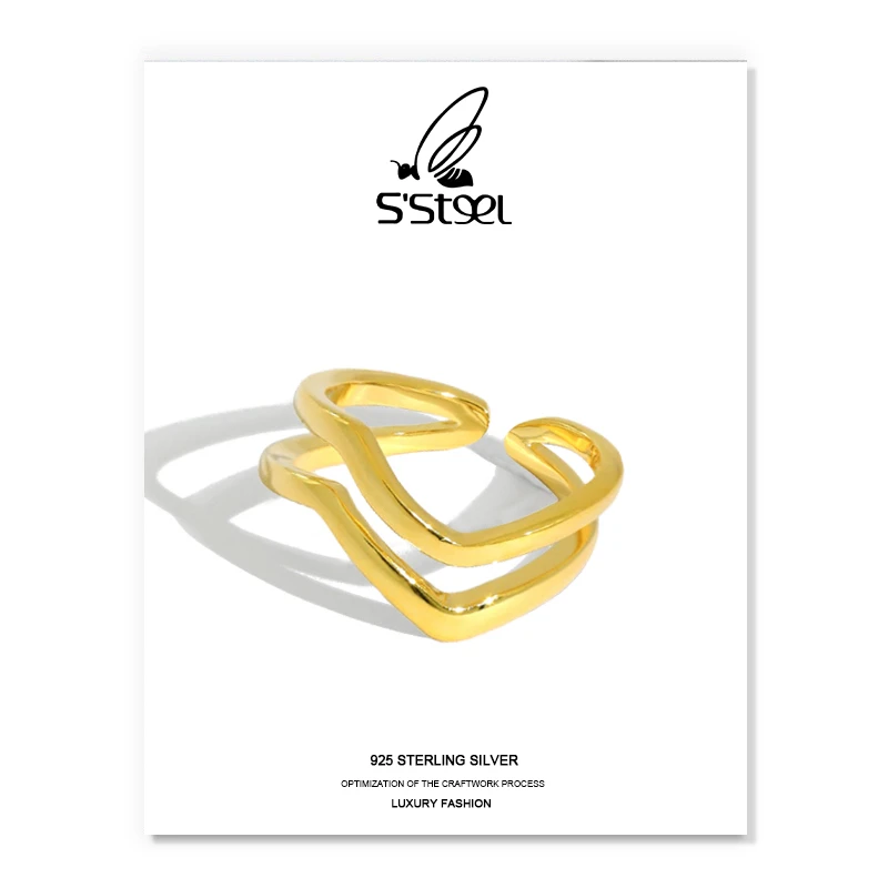 S'STEEL Cute Ring For Women 925 Sterling Silver Korean Minimalist Double Wavy Opening Ring Anelli Argento 925 Donna Jewellery
S'STEEL Cute Ring For Women 925 Sterling Silver Korean Minimalist Double Wavy Opening Ring Anelli Argento 925 Donna Jewellery