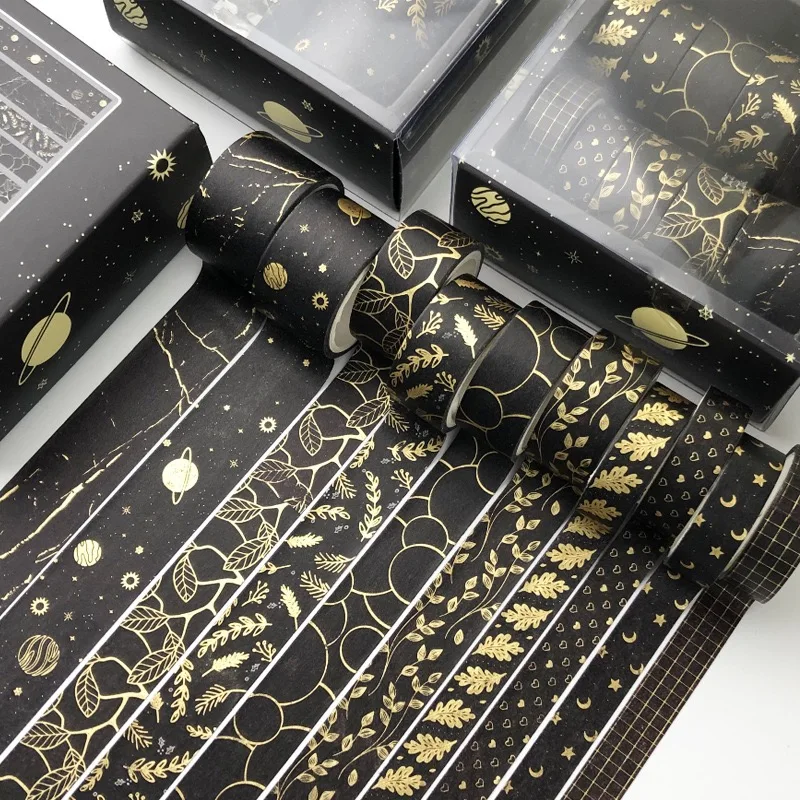 10PCS/Set Washi Tape Black Gold Galaxy Masking Tape Decorative Adhesive Tape Sticker Scrapbooking Diary Stationery Supply
10PCS/Set Washi Tape Black Gold Galaxy Masking Tape Decorative Adhesive Tape Sticker Scrapbooking Diary Stationery Supply