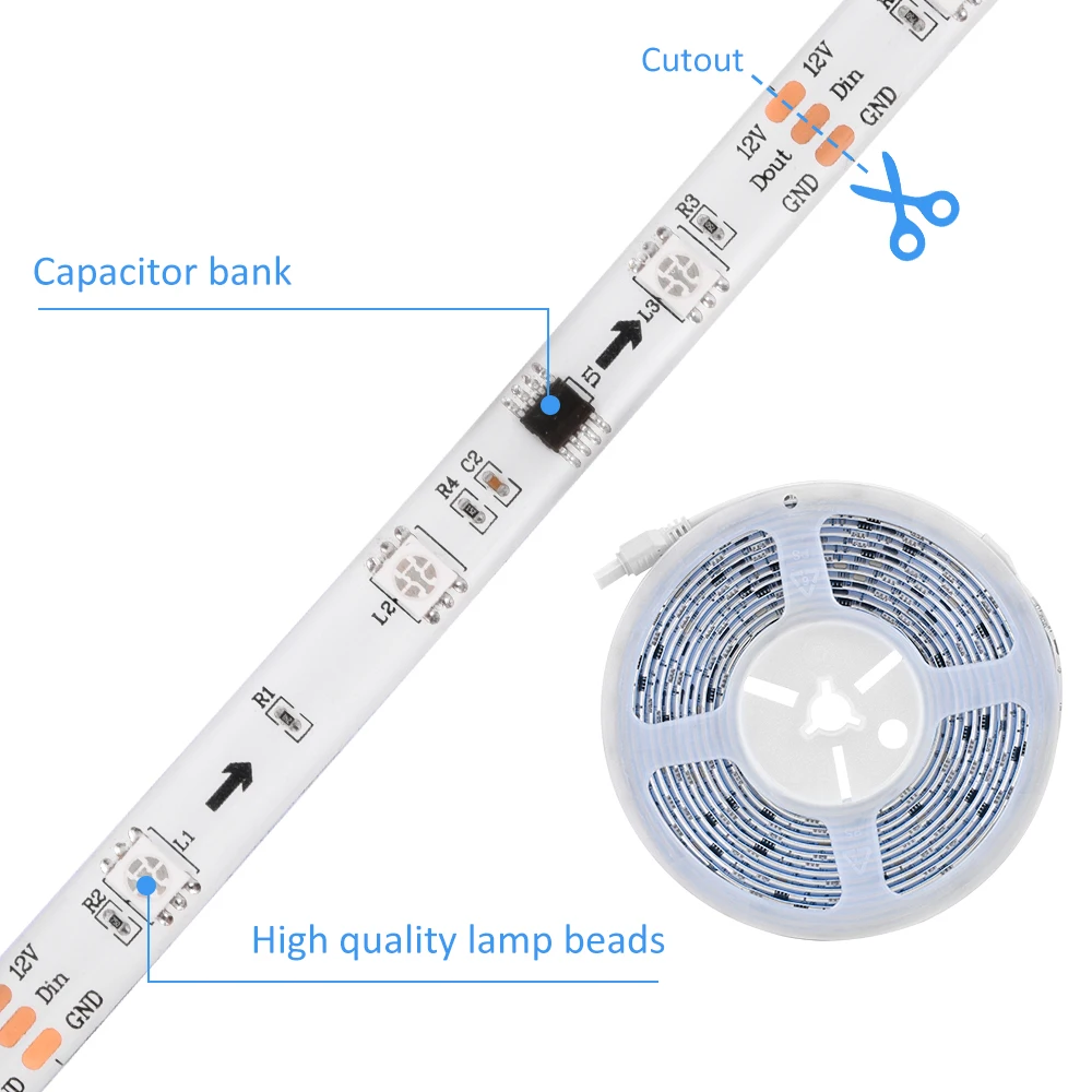 12V 10M Roll Led Strip 5050 SMD LED Strip Light 30LEDs/M Music Lamp String Decor Flexible Home Decor Lighting RGB Lights
12V 10M Roll Led Strip 5050 SMD LED Strip Light 30LEDs/M Music Lamp String Decor Flexible Home Decor Lighting RGB Lights