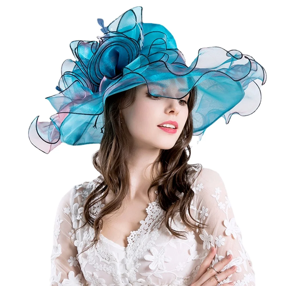 New Style Bucket Hat Flower Ladies Hats Large Wide Brim Fedora Hat Tea Party Organza Hat Beach Sun Hat Sombreros De Women's Hat
New Style Bucket Hat Flower Ladies Hats Large Wide Brim Fedora Hat Tea Party Organza Hat Beach Sun Hat Sombreros De Women's Hat