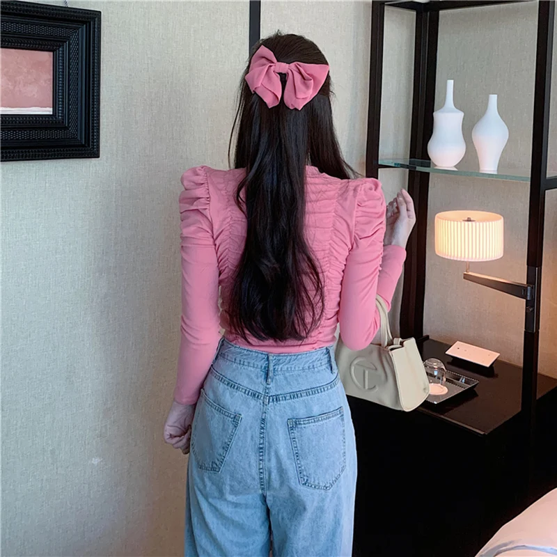 2021 Spring Women's Basic T-Shirt Female Sexy Puff sleeve Tops Elegant
2021 Spring Women's Basic T-Shirt Female Sexy Puff sleeve Tops Elegant