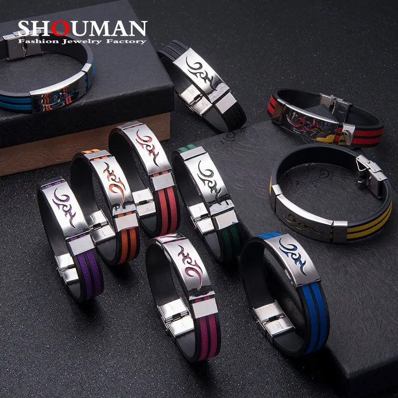 SHOUMAN Fashion Anime Cartoon Flame Silicone Men's Bracelet Multi-color Stainless Steel Bracelet Jewelry for Best Friends
SHOUMAN Fashion Anime Cartoon Flame Silicone Men's Bracelet Multi-color Stainless Steel Bracelet Jewelry for Best Friends