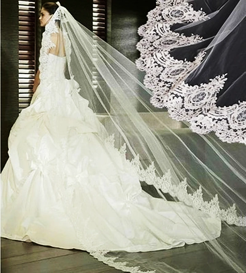3 Meters Long Cathedral Wedding Veil Lace Edge Without Comb 1 Layer Vintage White Bridal Veil Wedding Accessories
3 Meters Long Cathedral Wedding Veil Lace Edge Without Comb 1 Layer Vintage White Bridal Veil Wedding Accessories