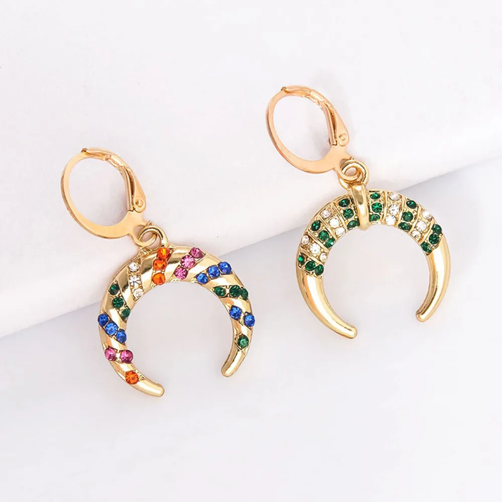 Ethnic Bohemian Moon Rhinestone Crystal Drop Earrings For Women Tribal Style Crescent Earrings Colorful Striped Earrings Jewelry
Ethnic Bohemian Moon Rhinestone Crystal Drop Earrings For Women Tribal Style Crescent Earrings Colorful Striped Earrings Jewelry