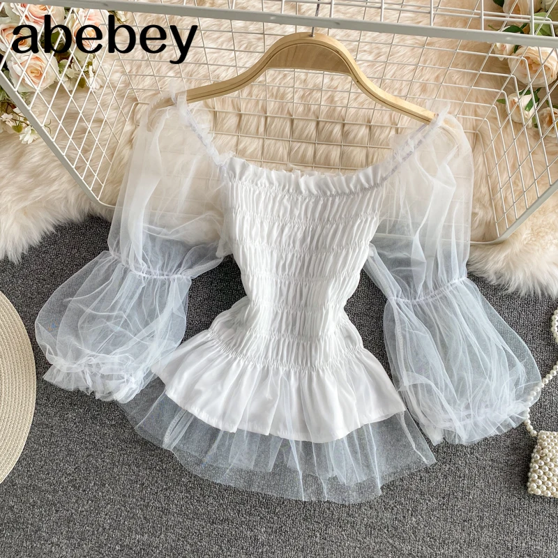 Женская блузка с вырезом-лодочкой, короткая Однотонная рубашка с пышными рукавами, плиссированная сетчатая кофта с высокой талией, лето 2021
Женская блузка с вырезом-лодочкой, короткая Однотонная рубашка с пышными рукавами, плиссированная сетчатая кофта с высокой талией, лето 2021
