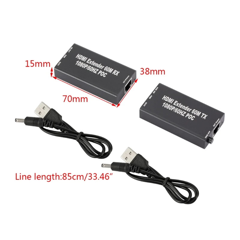 R58A Extender Over Signle RJ45 Cat5e Cat6 Ethernet Converter Adapter 60M HDMI-compatible Extender Cable
R58A Extender Over Signle RJ45 Cat5e Cat6 Ethernet Converter Adapter 60M HDMI-compatible Extender Cable