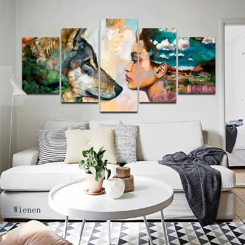 Animal and Beautiful Woman Canvas Oil Painting Hd Print Five Pieces Frameless Poster Living Room Home Decoration Art Pictures
Animal and Beautiful Woman Canvas Oil Painting Hd Print Five Pieces Frameless Poster Living Room Home Decoration Art Pictures