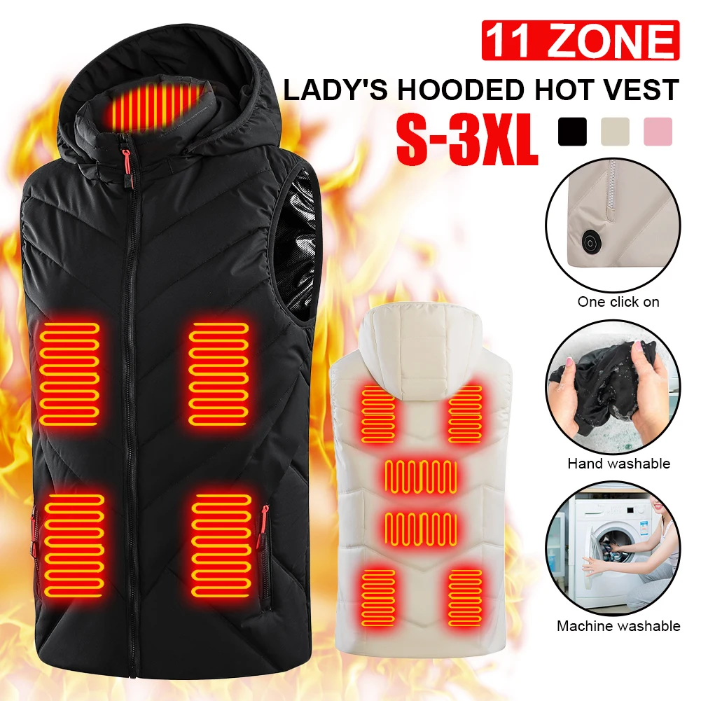 11 Area Heated Vest Men Women Winter Warm USB Hooded Heating Vest 3 Heat Electric Heating Jacket Winter Outdoor Thermal Coat
11 Area Heated Vest Men Women Winter Warm USB Hooded Heating Vest 3 Heat Electric Heating Jacket Winter Outdoor Thermal Coat