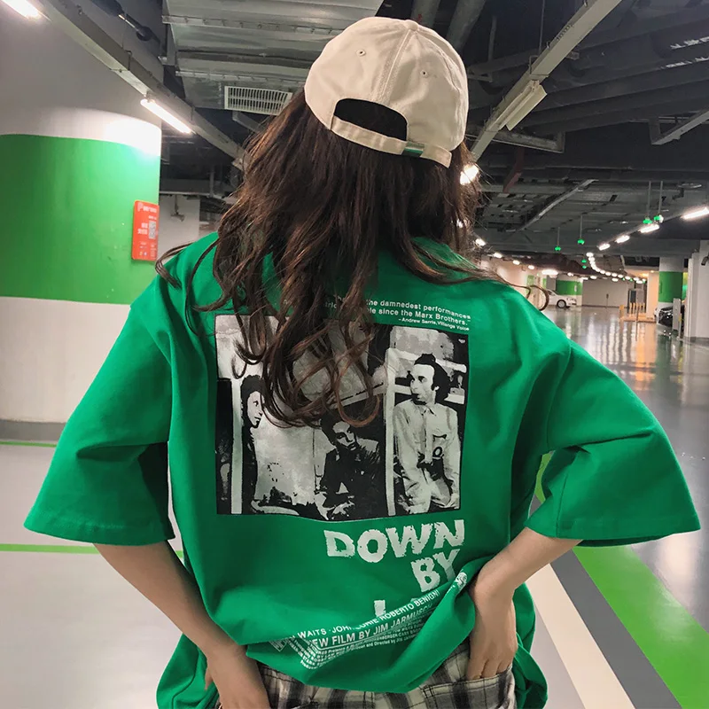 Oversize Woman Short Sleeve Green Tops Tee Hip Pop Fashion Letter Printing T-shirt Unisex Summer Men Women O Neck Loose T Shirt
Oversize Woman Short Sleeve Green Tops Tee Hip Pop Fashion Letter Printing T-shirt Unisex Summer Men Women O Neck Loose T Shirt