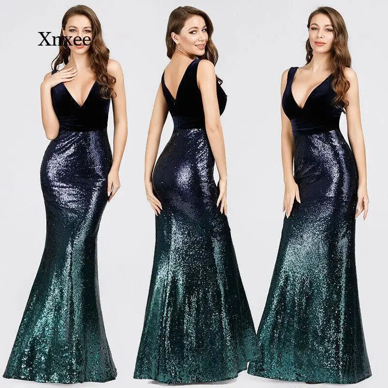 Party Sequins Patchwork Mermaid Dress New Sexy V Neck Sleeveless Backless Long Elegant Robe for Women Fishtail Dresses Outfits
Party Sequins Patchwork Mermaid Dress New Sexy V Neck Sleeveless Backless Long Elegant Robe for Women Fishtail Dresses Outfits