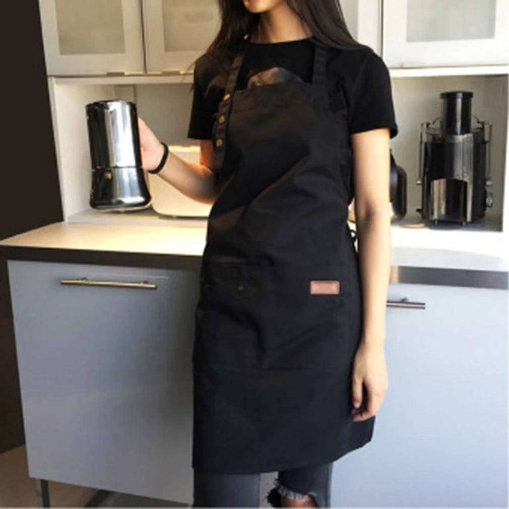 

Canvas Apron Waterproof Solid Color Simplicity Milk Tea Coffee Shop Baking Restaurant Fashion Unisex Home Gardening Workwear