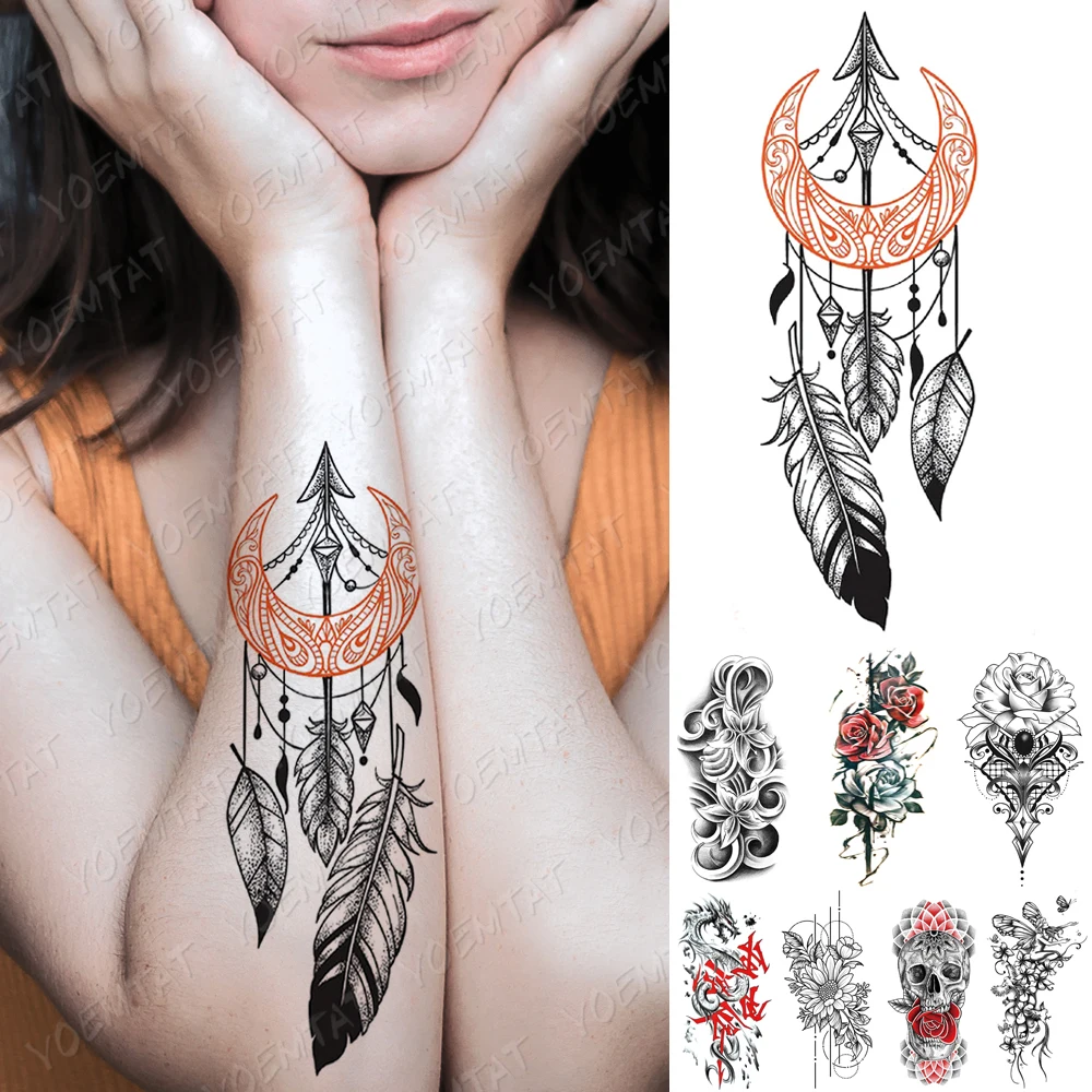 Waterproof Temporary Tattoo Sticker Feather Dream Catcher Arrow Tattoos Rose Dragon Body Art Arm Fake Sleeve Tatoo Women Men
Waterproof Temporary Tattoo Sticker Feather Dream Catcher Arrow Tattoos Rose Dragon Body Art Arm Fake Sleeve Tatoo Women Men