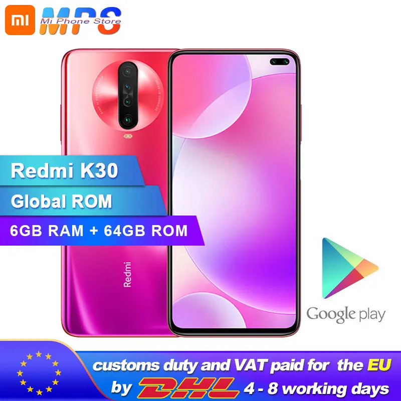Xiaomi Redmi K30 смартфон с восьмиядерным процессором Snapdragon 730G ОЗУ 6 ГБ ПЗУ 64 120 Гц 4500