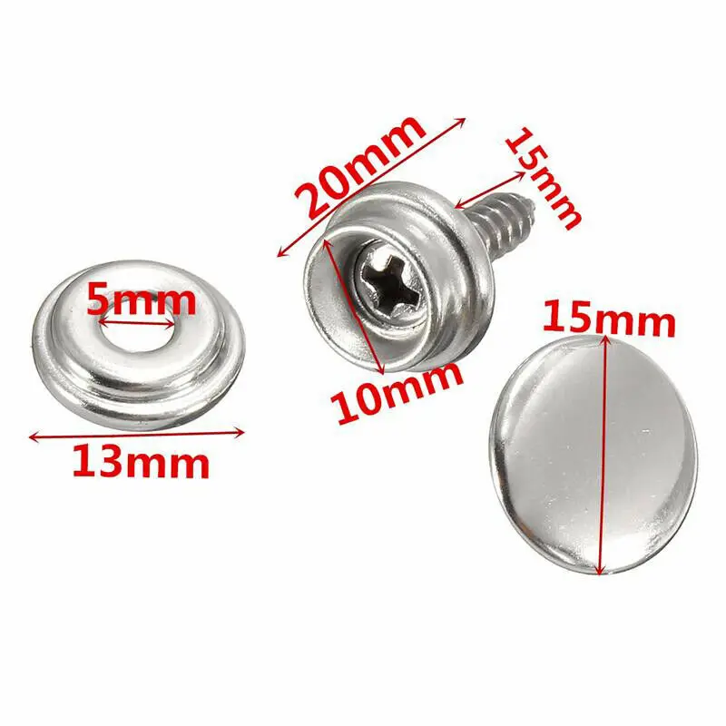 

30PCS Snap Fastener Stainless Canvas Screw Kit For Tent Boat Marine Sofa Helmet Wall Nail Home Improvement Baby Carriage