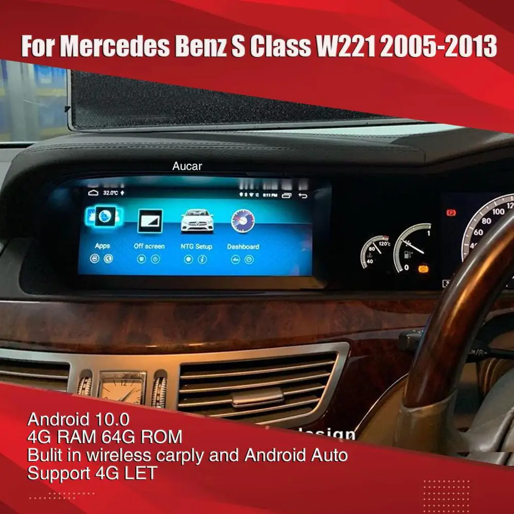 Aucar Android 10 0 для Mercedes Benz S Class мультимедийное автомобильное радио W221 2005 2013 стерео 4G