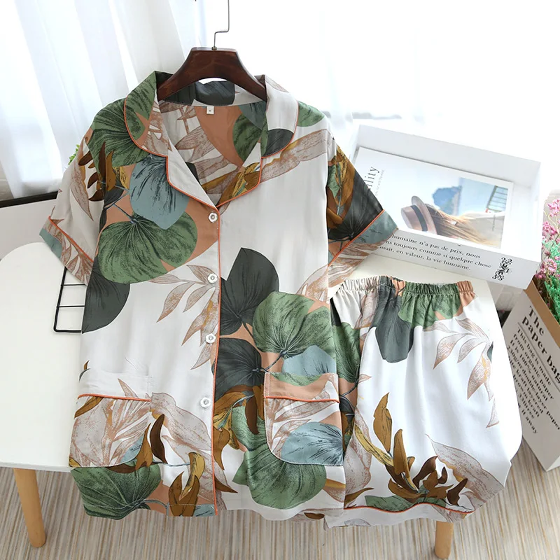 JULY'S SONG Viscose Women Pajamas Casual Turn-down Collar Short Sleeve Sleepwear Printed Summer Pyjama Shorts Female Homewear
JULY'S SONG Viscose Women Pajamas Casual Turn-down Collar Short Sleeve Sleepwear Printed Summer Pyjama Shorts Female Homewear