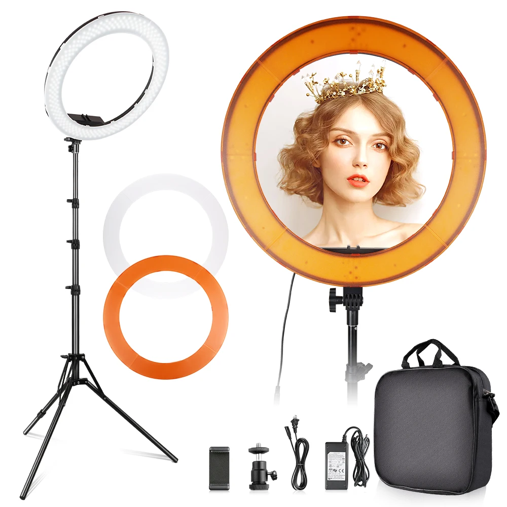 RL-18 LED Ring Light 18 inches Photography Video Light Bi-color with Tripod Phone Holder for Youtube Live Stream Shoot Video
RL-18 LED Ring Light 18 inches Photography Video Light Bi-color with Tripod Phone Holder for Youtube Live Stream Shoot Video