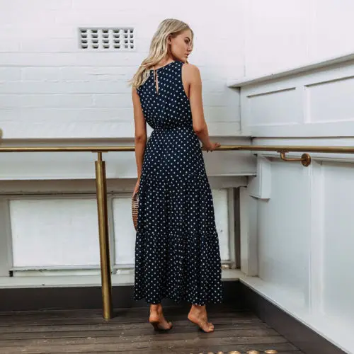 2021 Bobo Women Dark Blue Boho Loose Sleeveless Holiday Dot Print Long Maxi Dress Evening Party Beach Dresses Summer Sundress
2021 Bobo Women Dark Blue Boho Loose Sleeveless Holiday Dot Print Long Maxi Dress Evening Party Beach Dresses Summer Sundress