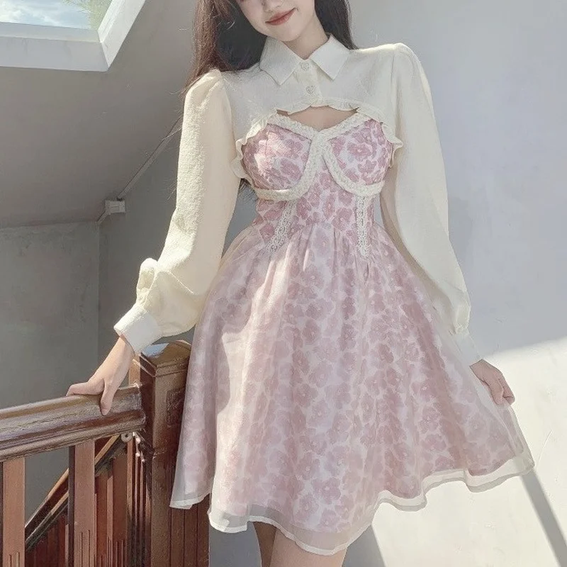 Autumn Winter Floral Kawaii Dress Women Patchwork Two Piece Set Party Dress Female Casual Korean Fashion Designer Y2k Dress 2021
Autumn Winter Floral Kawaii Dress Women Patchwork Two Piece Set Party Dress Female Casual Korean Fashion Designer Y2k Dress 2021