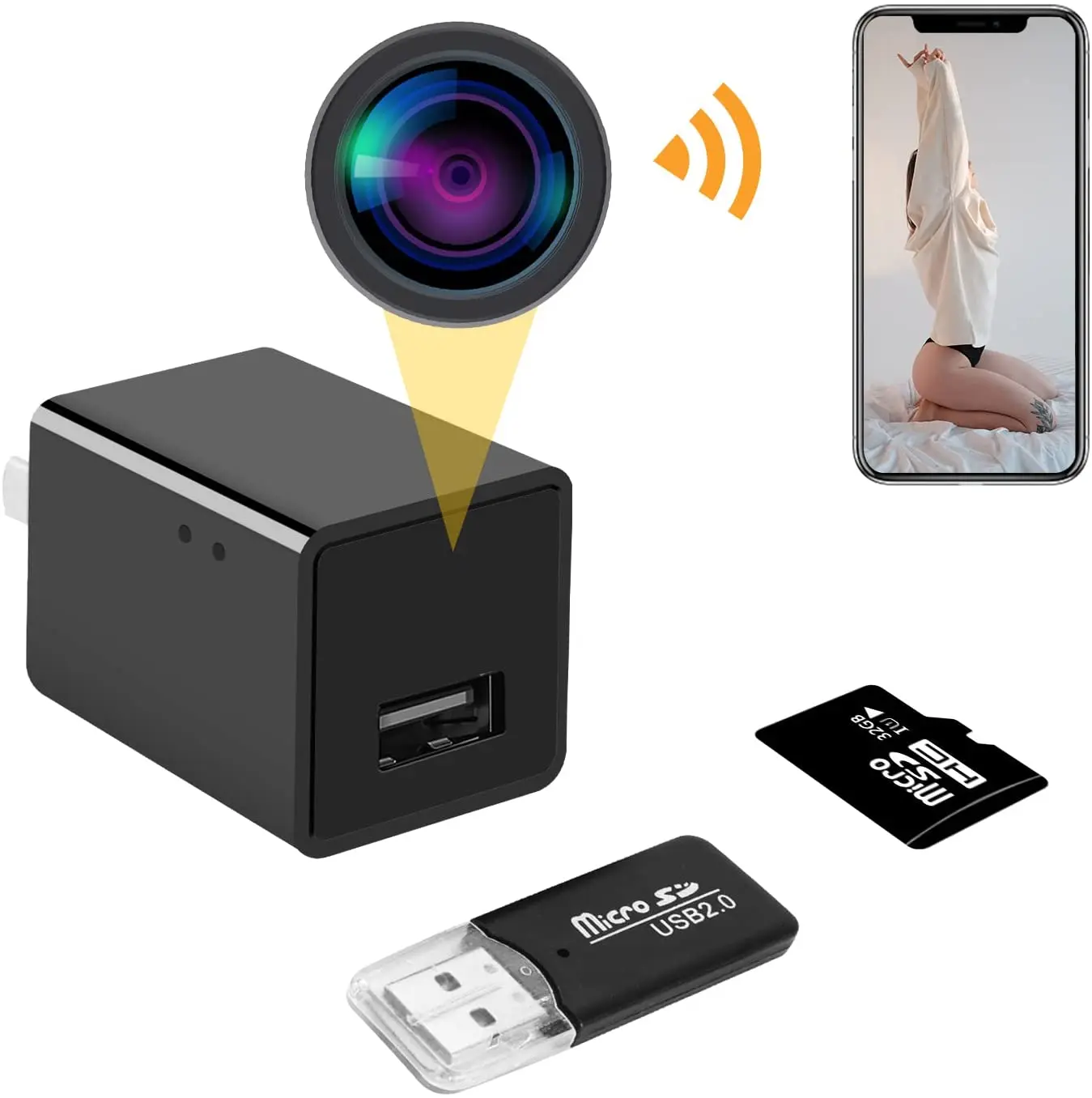 ZZOOI WiFi USB Camera Charger - Mini Camera Full HD 1080p Wireless WiFi Camera - with Motion Detection - Remote App Control
ZZOOI WiFi USB Camera Charger - Mini Camera Full HD 1080p Wireless WiFi Camera - with Motion Detection - Remote App Control