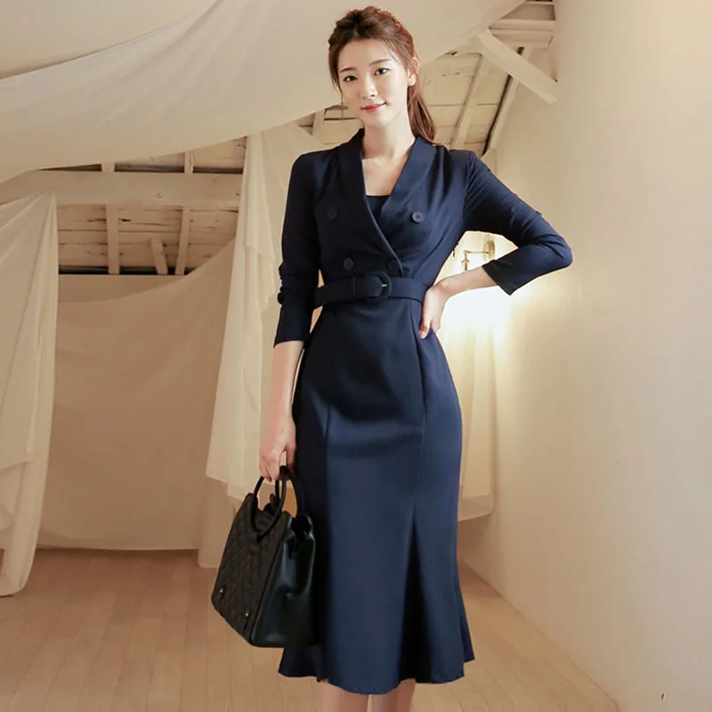 Newst double-breasted fishtail dress with waist slimming suit dress office lasdy vestidos de festa
Newst double-breasted fishtail dress with waist slimming suit dress office lasdy vestidos de festa