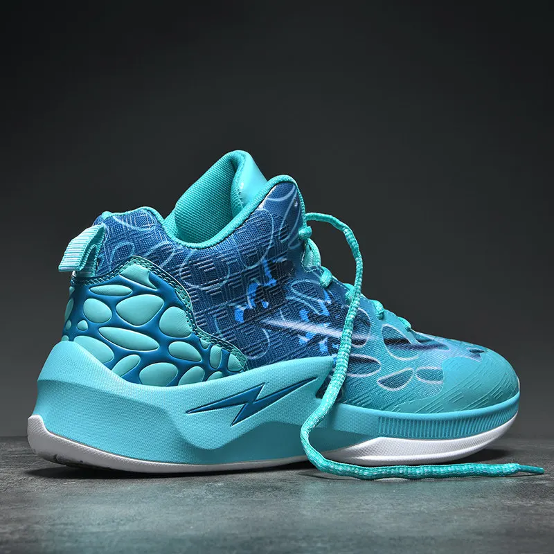 Breathable Cushioning Mens Basketball Shoes Fashion Blue Printed Cool High Sports Shoes Anti-slip Thick Sole Men's Sneakers
Breathable Cushioning Mens Basketball Shoes Fashion Blue Printed Cool High Sports Shoes Anti-slip Thick Sole Men's Sneakers