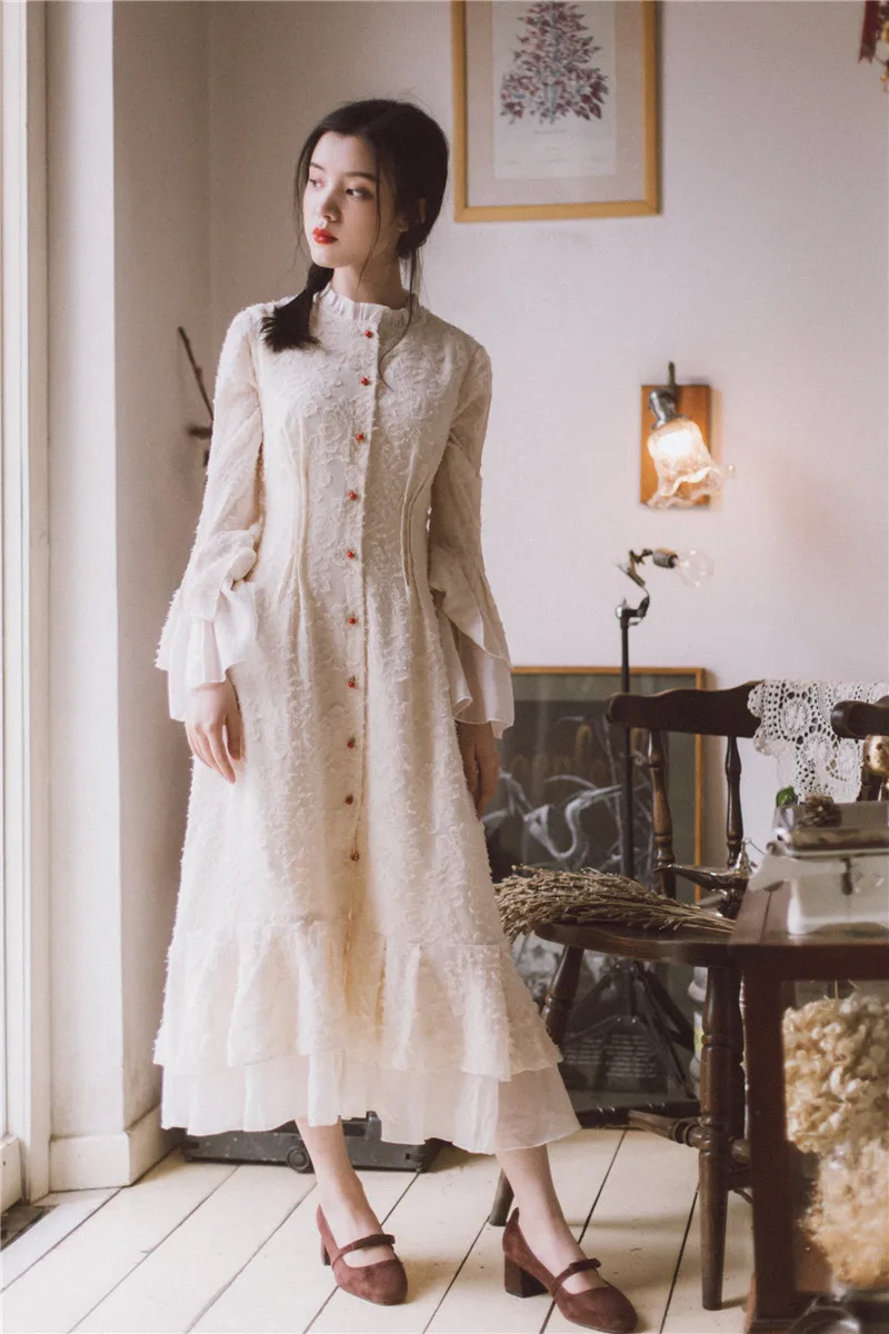 Vintage Fringed Chiffon Dress Autumn Round Neck Flare Sleeve Slim-fit Ruffled Fairy Elegant Party Chic Dresses Female
Vintage Fringed Chiffon Dress Autumn Round Neck Flare Sleeve Slim-fit Ruffled Fairy Elegant Party Chic Dresses Female