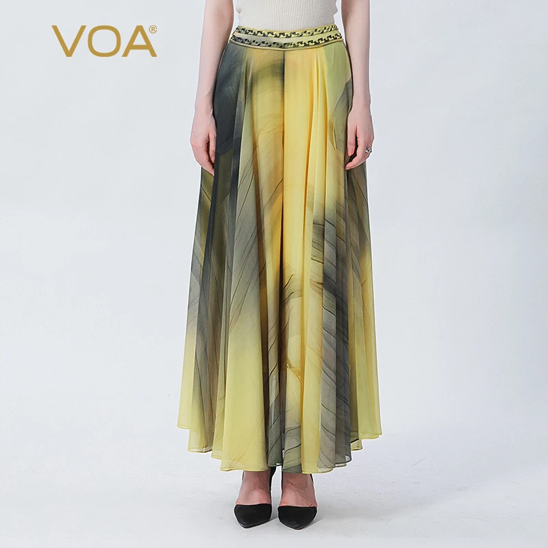 VOA Silk Georgette Trousers Natural Waist Printing Dyeing Process Invisible Side Pocket Elegant Loose Wide-leg Woman Pants KE572
VOA Silk Georgette Trousers Natural Waist Printing Dyeing Process Invisible Side Pocket Elegant Loose Wide-leg Woman Pants KE572