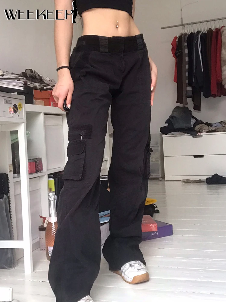 Weekeep Streetwear Women's Jeans Y2k Pockets Patchwork Low Waist Baggy Straight Denim Cargo Pants Grunge 2000s Vintage Trousers
Weekeep Streetwear Women's Jeans Y2k Pockets Patchwork Low Waist Baggy Straight Denim Cargo Pants Grunge 2000s Vintage Trousers