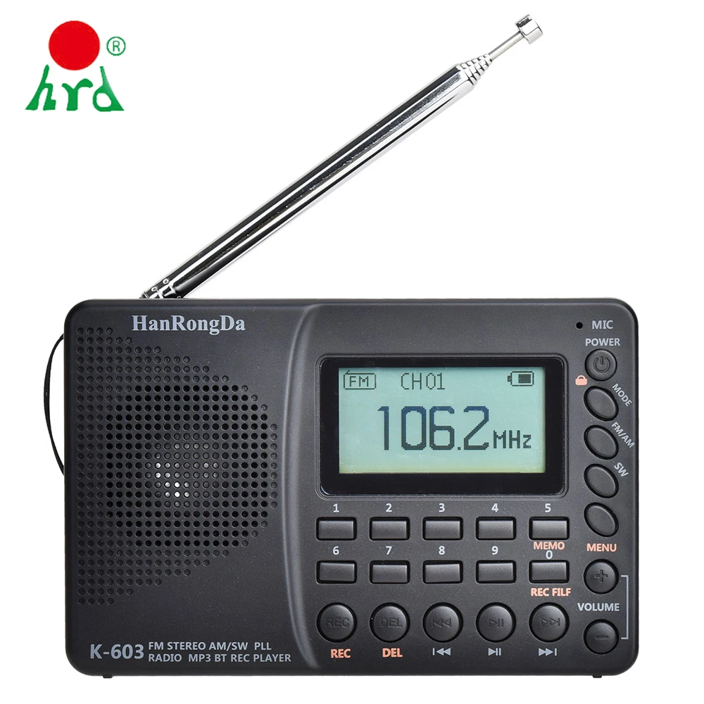 HanRongDa HRD-603 портативное радио карманное AM/FM/SW/BT/TF USB MP3 цифровой рекордер Поддержка TF