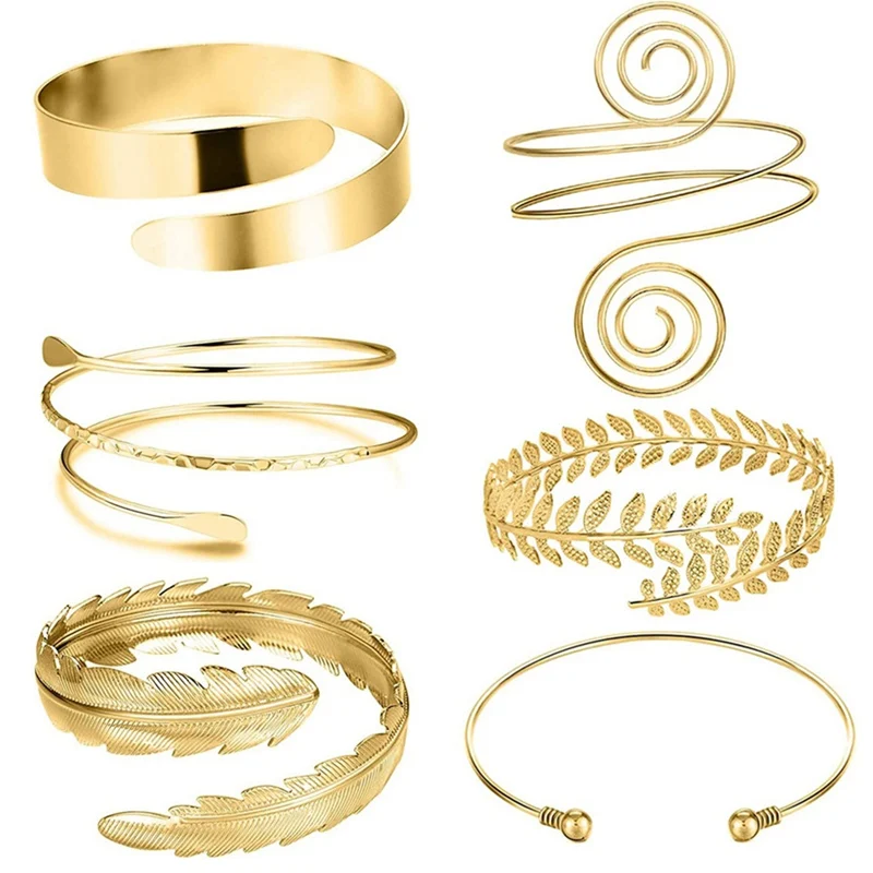 6 Pieces/Set Arm Bracelet for Women Girls Gold Color Mental Open Upper Arm Bangle Bracelet Simple Adjustable Armlet Armband Set
6 Pieces/Set Arm Bracelet for Women Girls Gold Color Mental Open Upper Arm Bangle Bracelet Simple Adjustable Armlet Armband Set