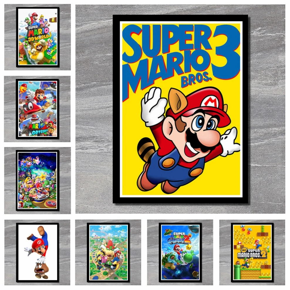 Идеальный JL Super Mario видеоигры Горячая живопись Классика постер фильма наклейки на