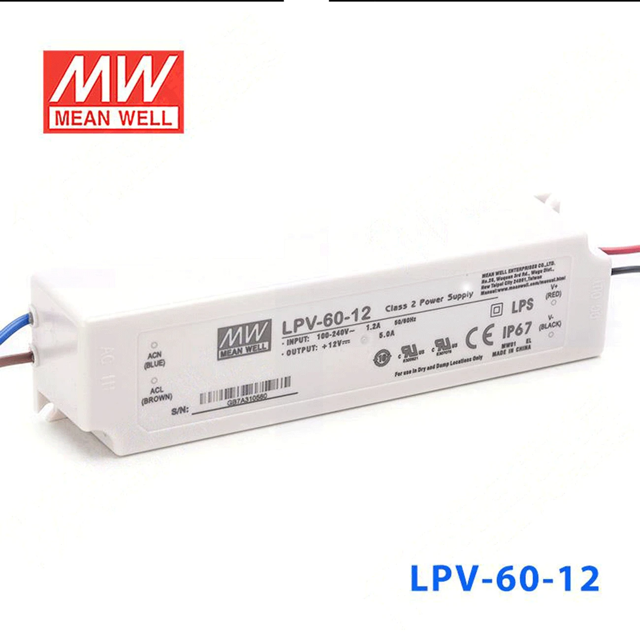 (1 упаковка) Водонепроницаемый источник питания Meanwell 60W IP67 LPV 60 24V 5V 12V 15V 36V 48V 2.5A 4A 5A 8A