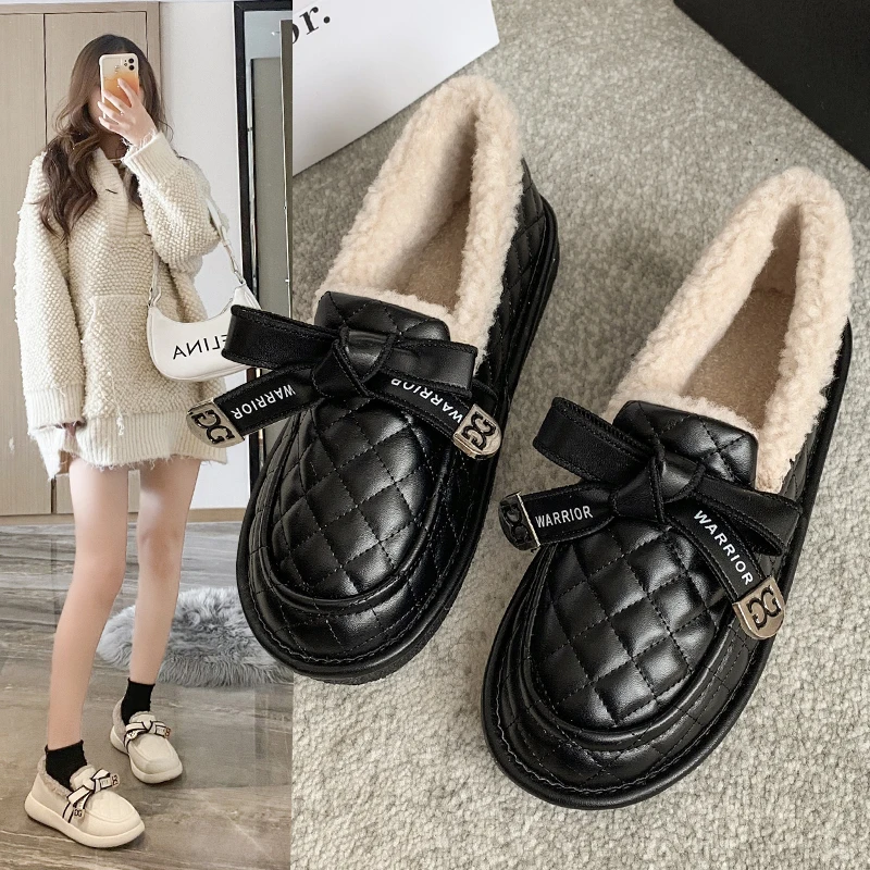Cotton shoes women's warm winter 2021 new Korean version plus velvet peas shoes flat lazy one pedal bow
Cotton shoes women's warm winter 2021 new Korean version plus velvet peas shoes flat lazy one pedal bow