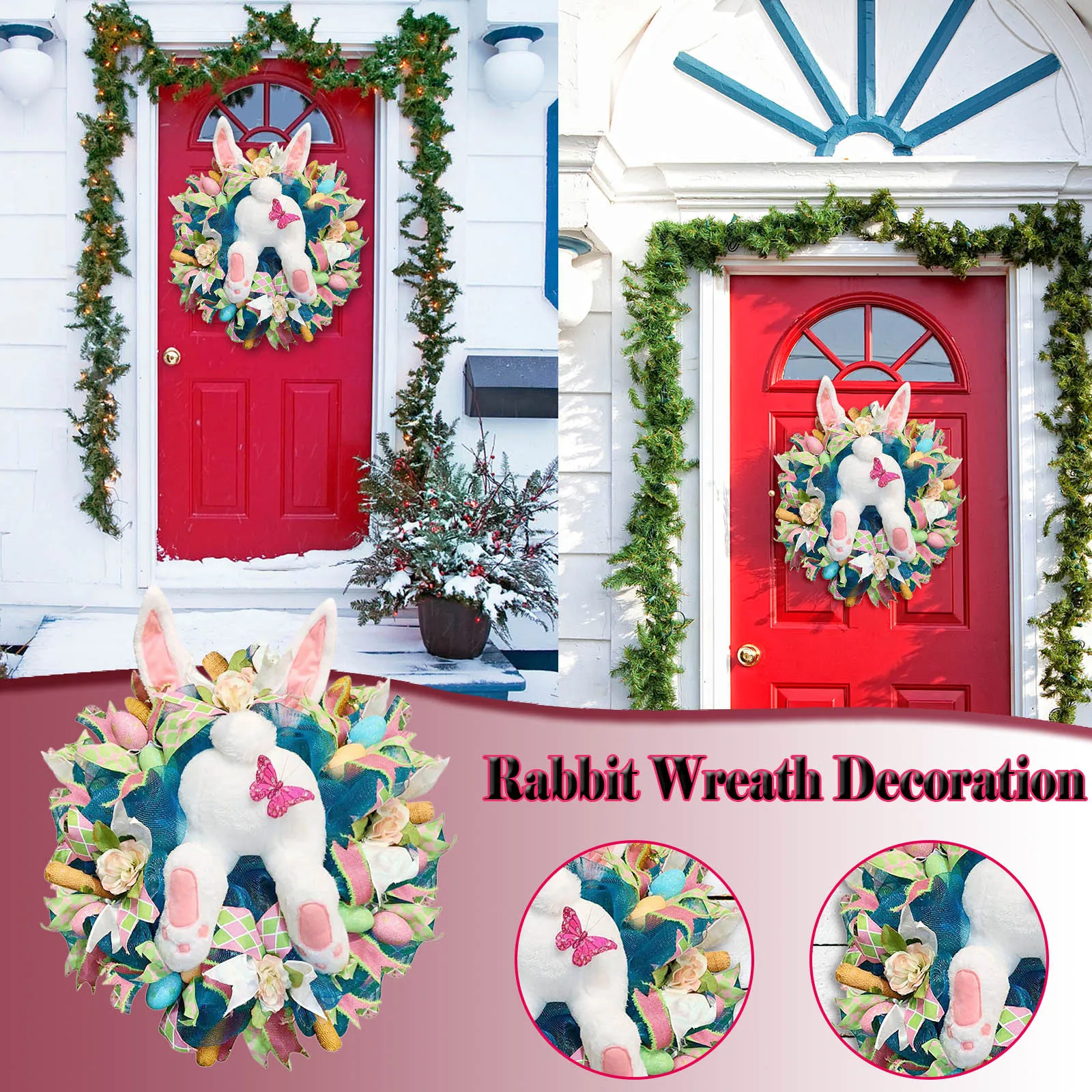 Easter Bunny Wreath,Easter Decoration,Door Hanging Thief Bunny Butt Ears Feet Garland Wreath Front Door Craft Supplies Gift60
Easter Bunny Wreath,Easter Decoration,Door Hanging Thief Bunny Butt Ears Feet Garland Wreath Front Door Craft Supplies Gift60