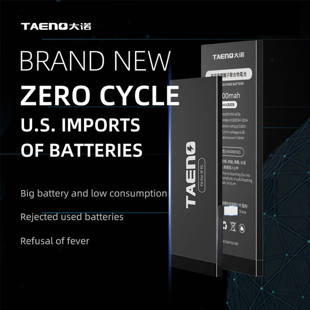TAENO Lithium Battery For Apple iPhone 6S 6 6Plus 7Plus 7 8 Plus X Replacement Bateria Real-High-Capacity For iPhone6 iPhone7
TAENO Lithium Battery For Apple iPhone 6S 6 6Plus 7Plus 7 8 Plus X Replacement Bateria Real-High-Capacity For iPhone6 iPhone7
