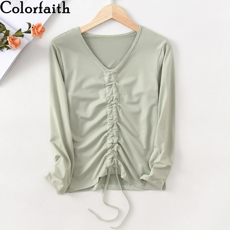 Женская весенне-осенняя футболка Colorfaith, базовая Модная рубашка в Корейском стиле, розовый топ, T007AB, 2021
Женская весенне-осенняя футболка Colorfaith, базовая Модная рубашка в Корейском стиле, розовый топ, T007AB, 2021